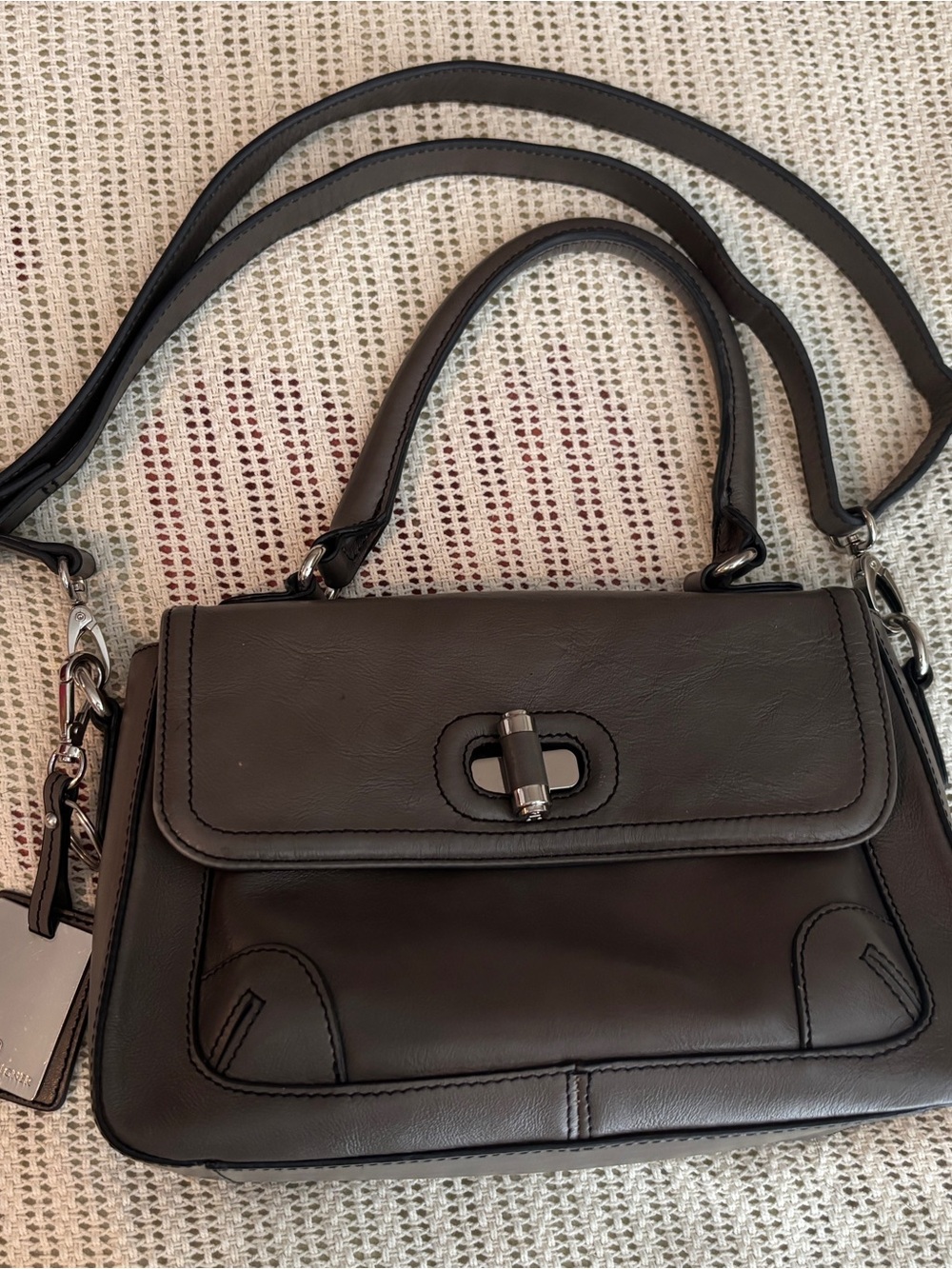 Etienne Aigner Grey Top-Handle Satchel with Detachable Strap